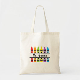 Crayon Teacher's Name Shopping Canvas tas