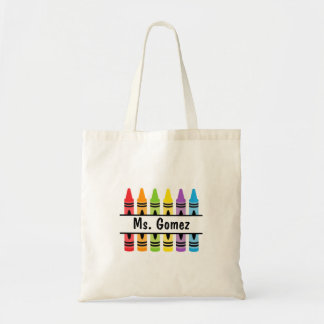 Crayon Teacher's Name Shopping Canvas tas