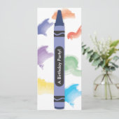 Crayon Theme Uitnodigingen  | Blauw (Staand voorkant)