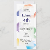 Crayon Theme Uitnodigingen  | Blauw (Achterkant)