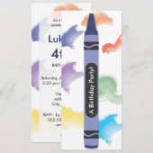 Crayon Theme Uitnodigingen  | Blauw (Voorkant / Achterkant)