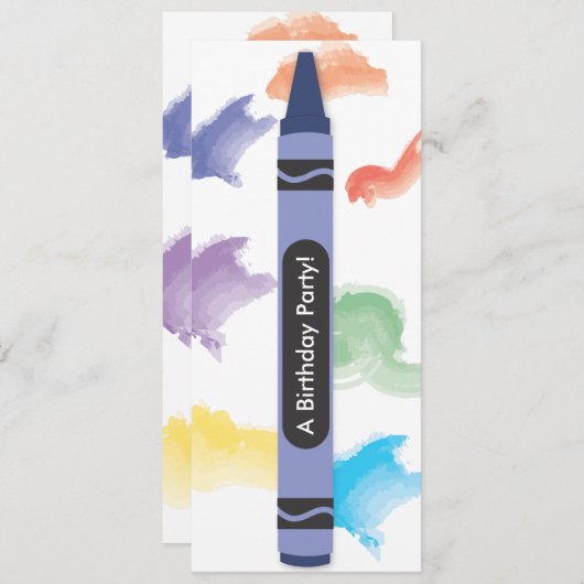 Crayon Theme Uitnodigingen  | Blauw (Voorkant / Achterkant)