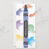 Crayon Theme Uitnodigingen  | Blauw (Voorkant)