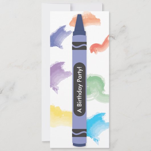 Crayon Theme Uitnodigingen  | Blauw (Voorkant)