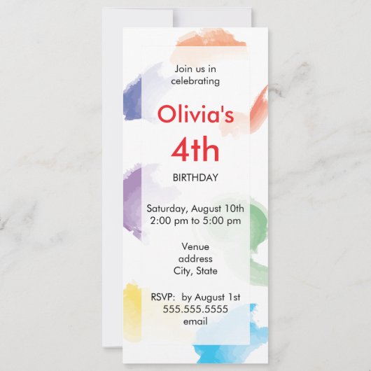 Crayon Theme Uitnodigingen  | Rood (Achterkant)