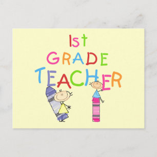 Crayons 1st Grade Teacher Tshirts en Gifts Briefkaart