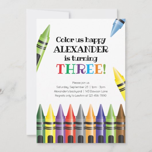 Crayons 3rd Birthday Derde verjaardag Kaart (Voorkant)
