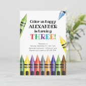 Crayons 3rd Birthday Derde verjaardag Kaart (Staand voorkant)