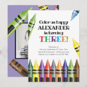 Crayons 3rd Birthday Derde verjaardag Kaart (Voorkant / Achterkant)