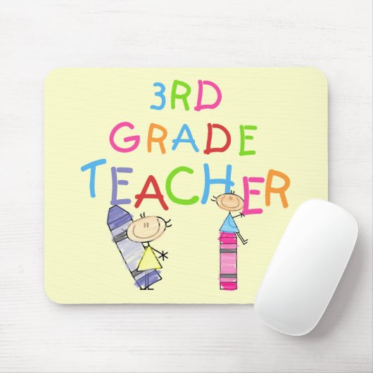 Crayons 3rd Grade Teacher Tshirts en Gifts Muismat (Met muis)