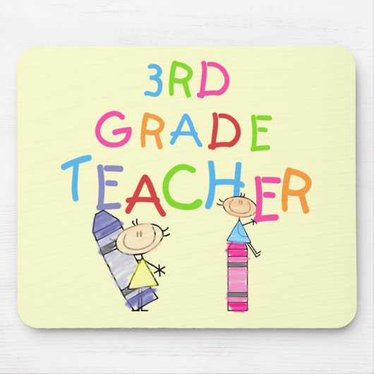 Crayons 3rd Grade Teacher Tshirts en Gifts Muismat (Voorkant)