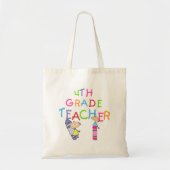 Crayons 4th Grade Teacher T-shirts en cadeautjes Tote Bag (Voorkant)