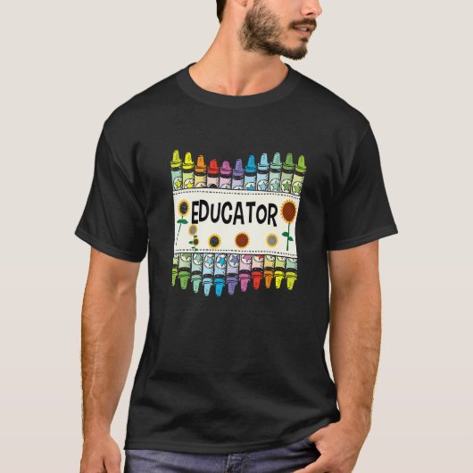Crayons And Flower Teaching  Educator T-shirt (Voorkant)