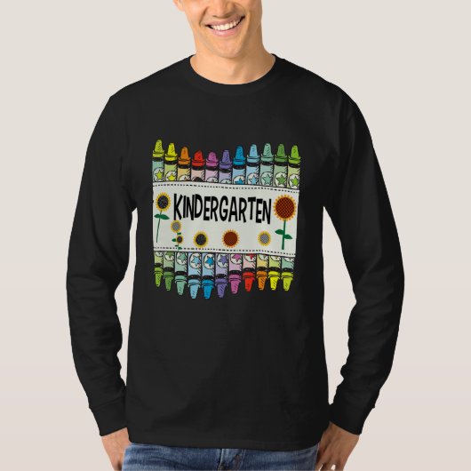 Crayons And Flower Teaching  Kindergarten T-shirt (Voorkant)