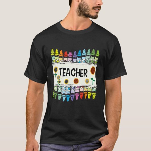 Crayons And Flower Teaching   Teacher T-shirt (Voorkant)
