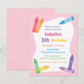 Crayons Arts and Crafts verjaardagsfeestje voor ki Kaart (Voorkant / Achterkant)