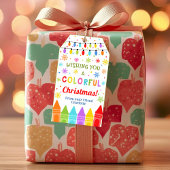 Crayons cadeau label, kerst gunstag cadeaulabel