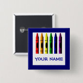 Crayons Cute Blue Name Crayon Button Sjabloon (Voorkant /achterkant)