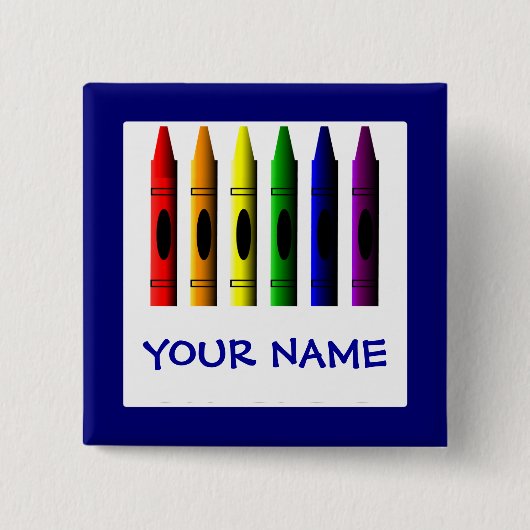 Crayons Cute Blue Name Crayon Button Sjabloon (Voorkant)