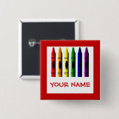 Crayons Cute Red Name Crayon Button Sjabloon (Voorkant /achterkant)