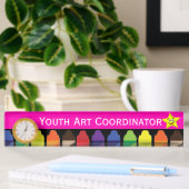 Crayons Desk Name Bord met klok Naambordje