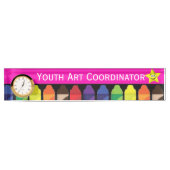 Crayons Desk Name Bord met klok Naambordje (Voorkant)