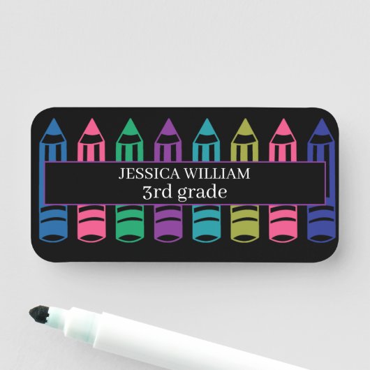Crayons Doodles Personaliz Sketch terug naar schoo Naamplaatje (In situ)