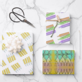 Crayons en potloden & arty doodle inpakpapier vel