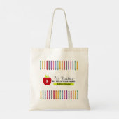 Crayons en Red Apple kleuterjuf Tote Bag (Achterkant)