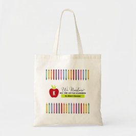 Crayons en Red Apple kleuterjuf Tote Bag