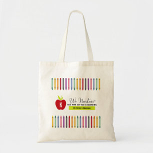 Crayons en Red Apple kleuterjuf Tote Bag