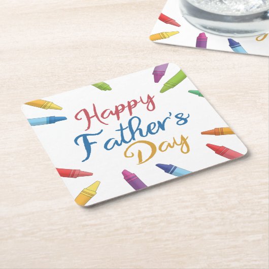 Crayons Happy Vaderdag Typografie | ONDERZETTER (Schuin)
