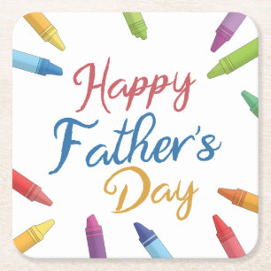 Crayons Happy Vaderdag Typografie   ONDERZETTER