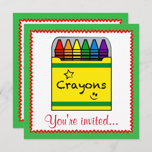 Crayons in een Box Art Project Birthday Kaart (Voorkant / Achterkant)