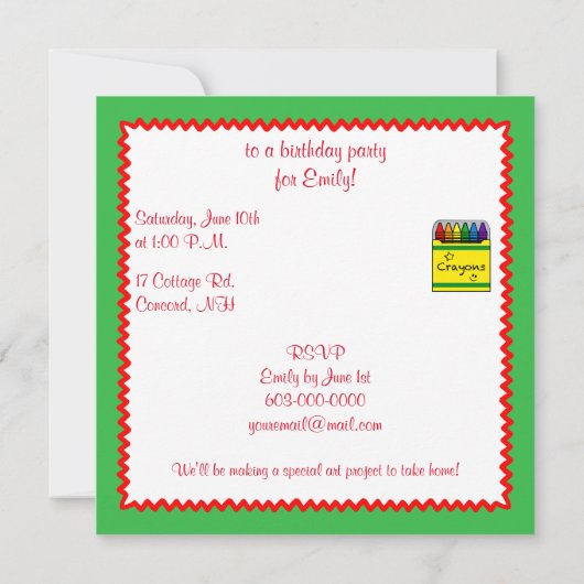 Crayons in een Box Art Project Birthday Kaart (Achterkant)