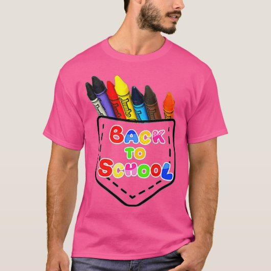 Crayons in zakje terug naar school t-shirt (Voorkant)