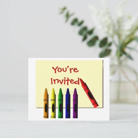 Crayons je uitgenodigd kaart (Staand voorkant)