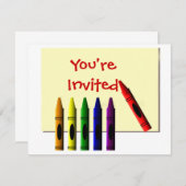Crayons je uitgenodigd kaart (Voorkant / Achterkant)