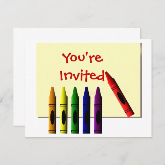 Crayons je uitgenodigd kaart (Voorkant / Achterkant)