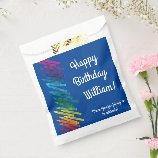 Crayons Kids Birthday Art Cute Colorful Bedankzakje (Gezegeld)