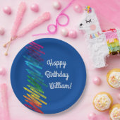 Crayons Kids Birthday Art Cute Colorful Papieren Bordje (Feest)