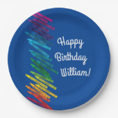 Crayons Kids Birthday Art Cute Colorful Papieren Bordje (Voorkant)