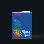 Crayons Kids Birthday Party Art Hartelijk dank Kaart<br><div class="desc">Het ontwerp van een feestdag voor de Cute crayons is geweldig voor een kunstfeest voor een eerste verjaardag of een peuter- of kinderfeestje! Kleurrijk en leuk met een regenboog van krijtjes!</div>