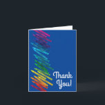 Crayons Kids Birthday Party Art Hartelijk dank Kaart<br><div class="desc">Het ontwerp van een feestdag voor de Cute crayons is geweldig voor een kunstfeest voor een eerste verjaardag of een peuter- of kinderfeestje! Kleurrijk en leuk met een regenboog van krijtjes!</div>