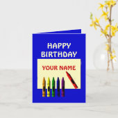 Crayons Kleur Mijn naam Happy Birthday Wenskaart Kaart (Gele Bloem)