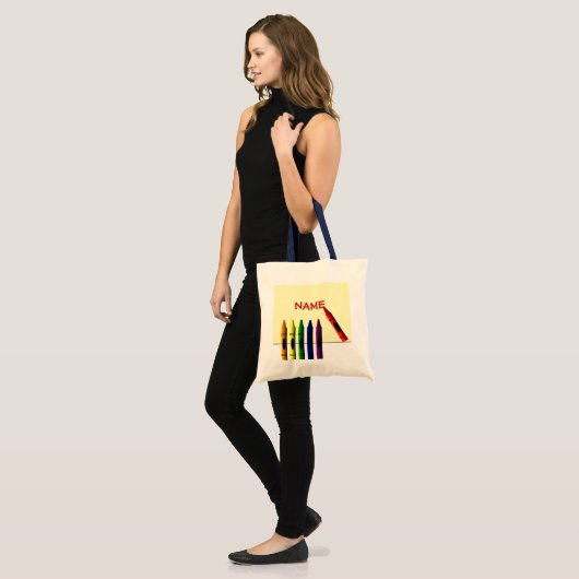 Crayons Kleur mijn naam Kinder Canvas tas (Voorkant (model))