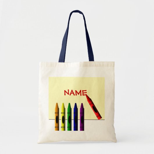 Crayons Kleur mijn naam Kinder Canvas tas (Voorkant)