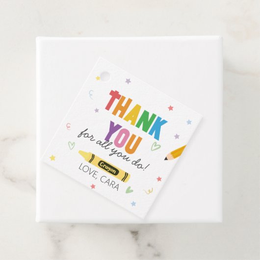 Crayons Leraar Waardering Dank u Vierkant Bedankjes Labels (In situ)