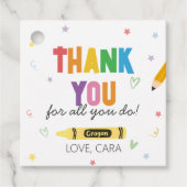 Crayons Leraar Waardering Dank u Vierkant Bedankjes Labels (Voorkant)