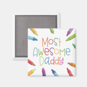 Crayons Meest Geweldige papa Typografie | Magneet (Voorkant / Achterkant)